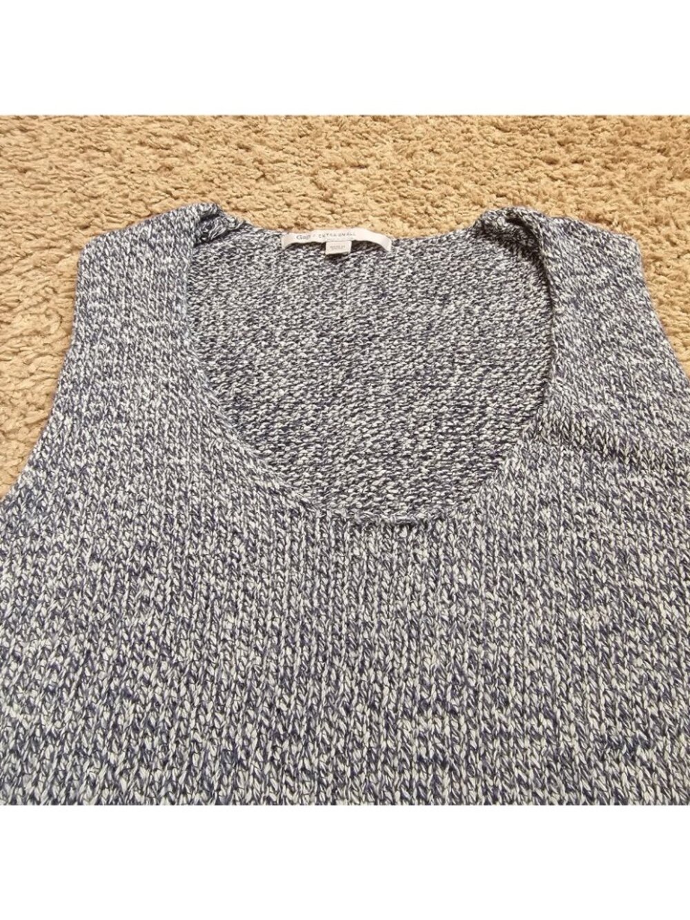 Gap Knit Tank Top Womens XS Blue Marled Cotton Blend Sweater Vest Pullover - Picture 3 of 7
